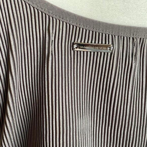 NWOT Manière de Voir One Shoulder Crop Top Gray Ribbed Long Sleeve US Size 12 - Picture 5 of 8